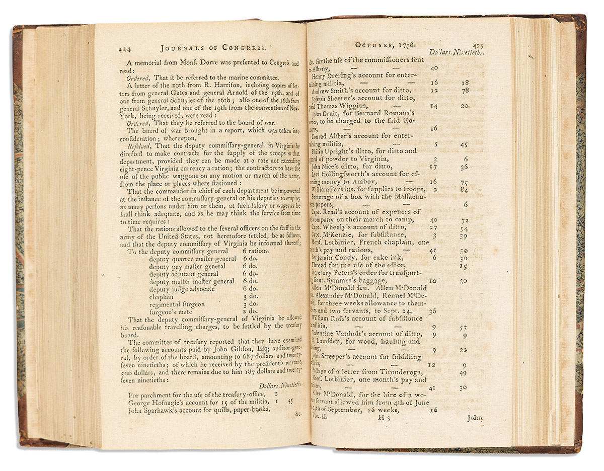 (AMERICAN REVOLUTION--1776.) Journals of Congress, Containing the Proceedings from January 1, 1776, to January 1, 1777.